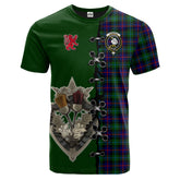 Campbell of Cawdor Modern Tartan T-shirt - Lion Rampant And Celtic Thistle Style